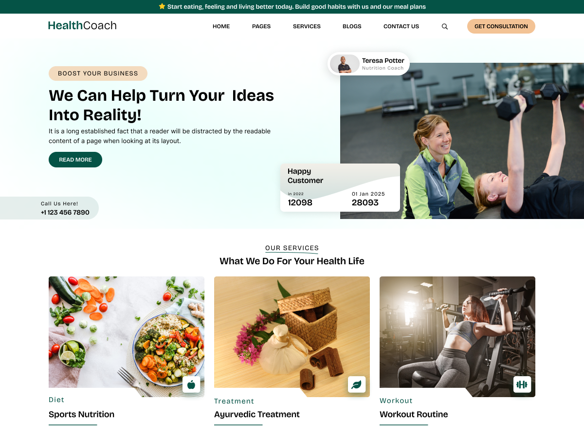 Free Health Coach WordPress Theme