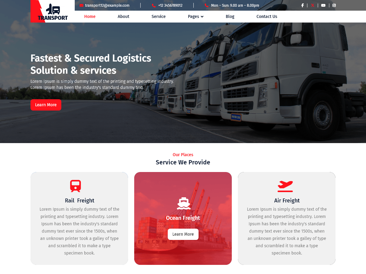 Free Transportation WordPress Theme