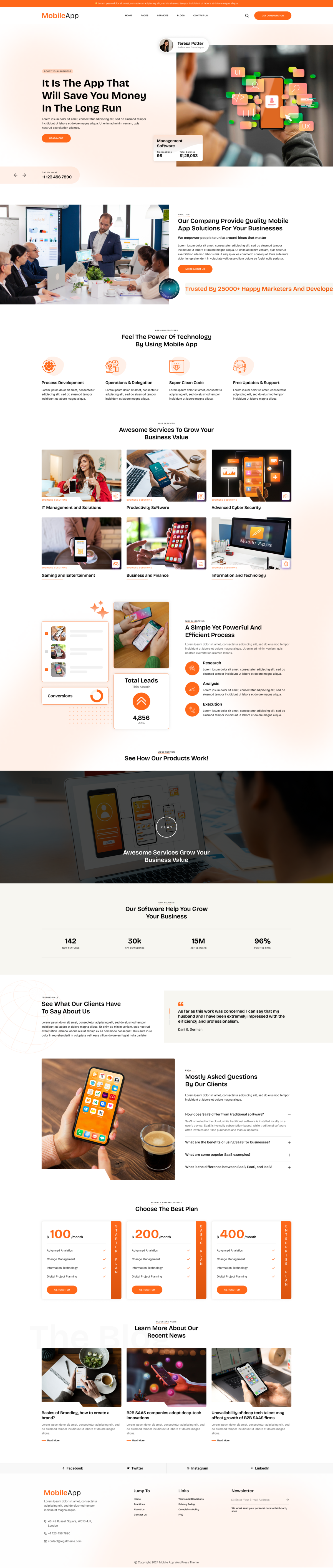 Mobile App Company WordPress Theme