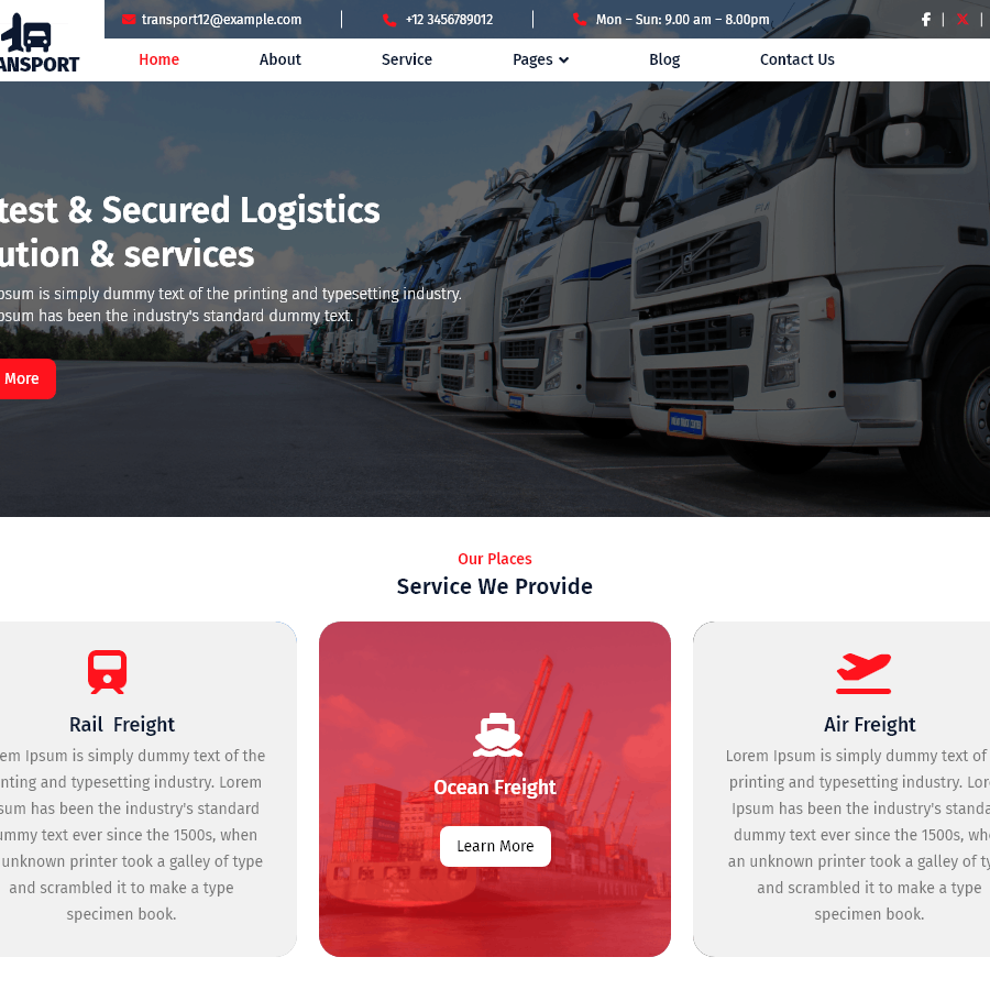 Free Transportation WordPress Theme